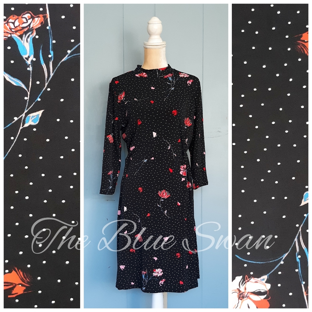 NWT Warehouse Mock Neck Jersey Floral Dot Dress